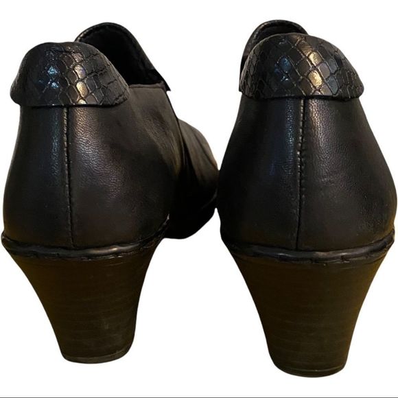 Rieker black genuine soft leather zipper round toe heeled shoes size 9 VGUC - Picture 7 of 9